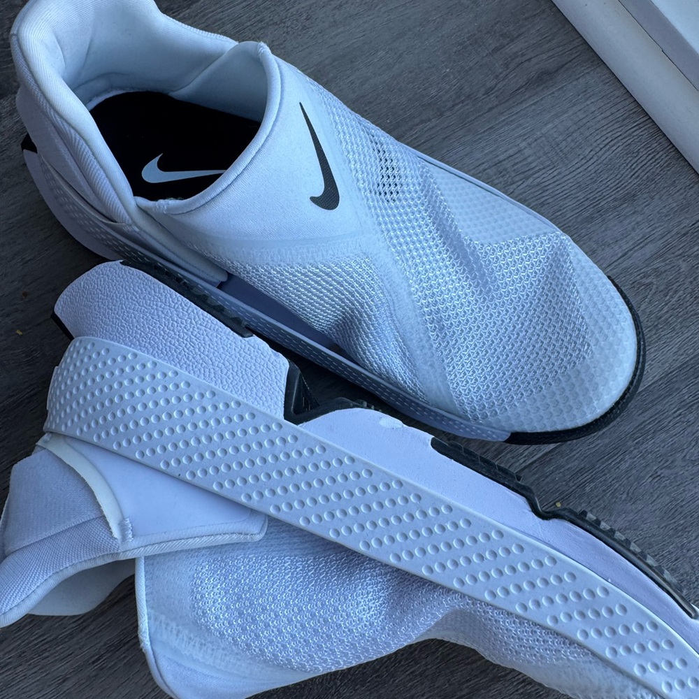 Nike White and Black Mesh Slip-Ons